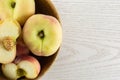Fresh raw saturn peach on grey wood Royalty Free Stock Photo