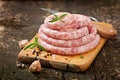 Fresh raw sausage Royalty Free Stock Photo