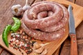 Fresh raw sausage. Ingredient, charcuterie Royalty Free Stock Photo
