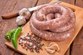 Fresh raw sausage. Ingredient, charcuterie Royalty Free Stock Photo