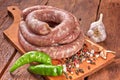 Fresh raw sausage. Ingredient, charcuterie Royalty Free Stock Photo