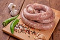 Fresh raw sausage. Ingredient, charcuterie Royalty Free Stock Photo