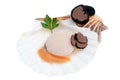 Fres raw scallop with black truffle Royalty Free Stock Photo