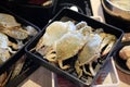 Fresh raw sea flower crab portunus pelagicus premium grade on tray Royalty Free Stock Photo