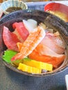 Fresh raw-seafood on rice Kaisen Don.