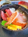 Fresh raw-seafood on rice Kaisen Don.