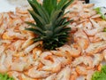 Fresh raw shrimp on ice Royalty Free Stock Photo