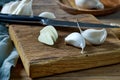 Fresh raw sliced garlic