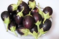 Fresh Raw Sliced Purple Eggplant Brinjal masala curry or Eggplant isolated on white background