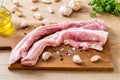 fresh raw streaky pork