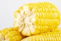 Fresh raw sweet corn on the cob kernels over white background Royalty Free Stock Photo