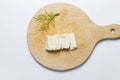 Fresh raw tofu isolated on bright background. Top view. Royalty Free Stock Photo