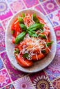 Fresh and raw tomato salad Royalty Free Stock Photo
