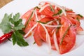Fresh raw tomato salad with onion Royalty Free Stock Photo