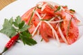 Fresh raw tomato salad served with onion Royalty Free Stock Photo