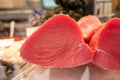 Fresh raw tuna fish fillet used for steaks for sale on fish market Royalty Free Stock Photo