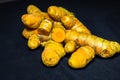 fresh raw turmeric close-up studio shot on black background Royalty Free Stock Photo