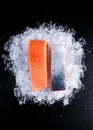 Fresh Raw two salmon fillet on ice Royalty Free Stock Photo