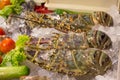 Fresh Raw Uncook Lobster Shrimp On Ice In Luxury Seafood Street Market Royalty Free Stock Photo