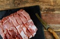 Fresh raw pork on cutting board Royalty Free Stock Photo