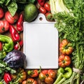 Fresh raw vegetable ingredients for healthy cooking or salad making with white ceramic board in center over wooden Royalty Free Stock Photo