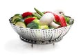 Fresh raw vegetables in steam basket. Ready for cooking Royalty Free Stock Photo