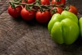 Fresh raw vegetables Tomatoes with green bell paper Royalty Free Stock Photo