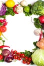 Fresh raw vegetables on a white background.