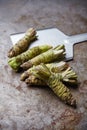 Wasabi roots with grater