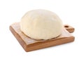 Fresh raw wheat dough on wooden board against white background Royalty Free Stock Photo