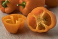 Fresh raw orange sweet bell peppers Royalty Free Stock Photo