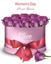 Fresh Realistic roses bouquet in a box Vector