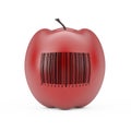 Fresh Red Apple with Bar Code. 3d Rendering Royalty Free Stock Photo