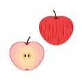 Fresh Red Apple flat color vector illustration Royalty Free Stock Photo