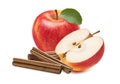 Fresh red apple half cinnamon sticks isolated Royalty Free Stock Photo