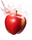 Fresh red apple and splash of water on white background Royalty Free Stock Photo