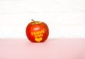 Fresh red apple with words I love you and heart Royalty Free Stock Photo