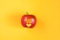 Fresh red apple with words I love you and heart Royalty Free Stock Photo