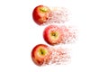 Fresh red apples disintegrate to white for concept of food waste and recycle metaphor Royalty Free Stock Photo