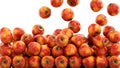 Fresh red apples falling background. Food concept. Isolate. 3d rendering. Royalty Free Stock Photo