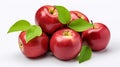 Fresh red apples with green leaves Royalty Free Stock Photo