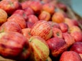 Red juicy apples. Sale of ripe fruits in the store. Close-up Royalty Free Stock Photo