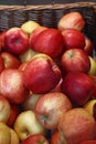 Fresh red apples on retail market close up Royalty Free Stock Photo