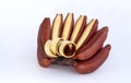 Fresh red banana isolated on white background. group of varieties of banana with reddish-purple skin Royalty Free Stock Photo