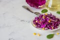Fresh red cabbage salad with corn. Vegeterian and diet food. Spa Royalty Free Stock Photo