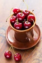 Fresh red cherries in bowl Royalty Free Stock Photo