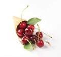 Fresh red cherries in a cone Royalty Free Stock Photo