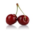 Fresh red cherries isolated on white Royalty Free Stock Photo