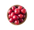 Fresh red cherries isolated on white. Cherry fruit with copy space for text. Sweet cherry isolated on white background cutout. Var Royalty Free Stock Photo
