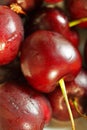 FRESH RED CHERRIES WITH STALKS Royalty Free Stock Photo